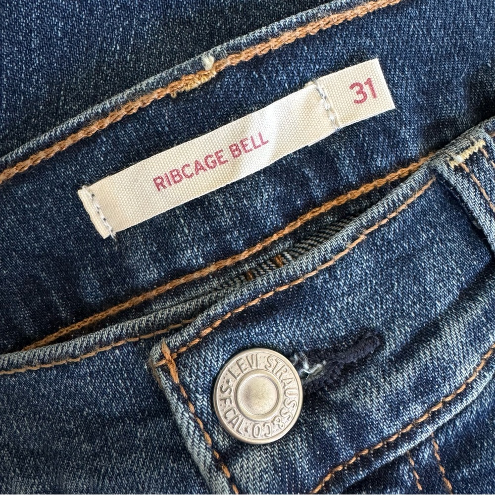 Levi's High Rise Blue Jeans Wide Leg Flare - Picture 12 of 15